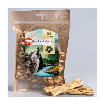 Szárított, fonott marhafejbőr 15cm - 5 db, Teomann 