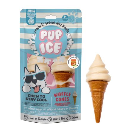 Jégkrém kutyáknak Waffle Cones Vanília & Mogyoróvaj (M) 2db / 110g; Pup Ice 